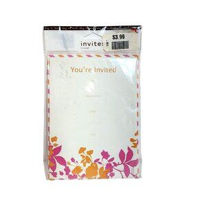 2010 Target You're Invited Party Invitations 12 Count Floral NIP Pink Orange